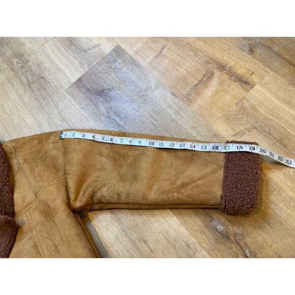 Free People Diogo Brown Suede Warm Short Faux Fur Coat Womens Size Small M - Picture 4 of 6